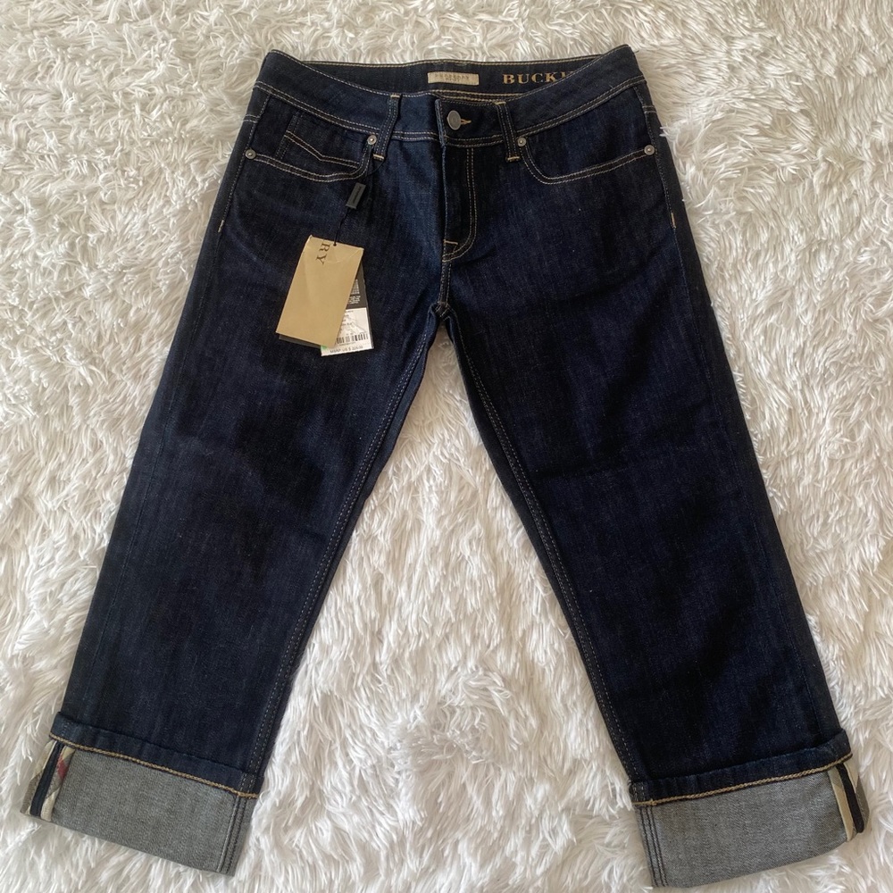 NWT Burberry Buckingham Skinny leg cropped jeans